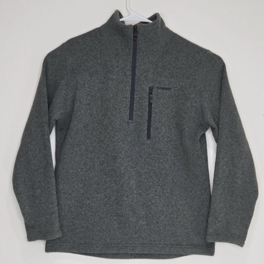 Simms Fishing Rivershed Fleece Pullover Mens 1/4 Zip Sweater Long Sleeve Size M